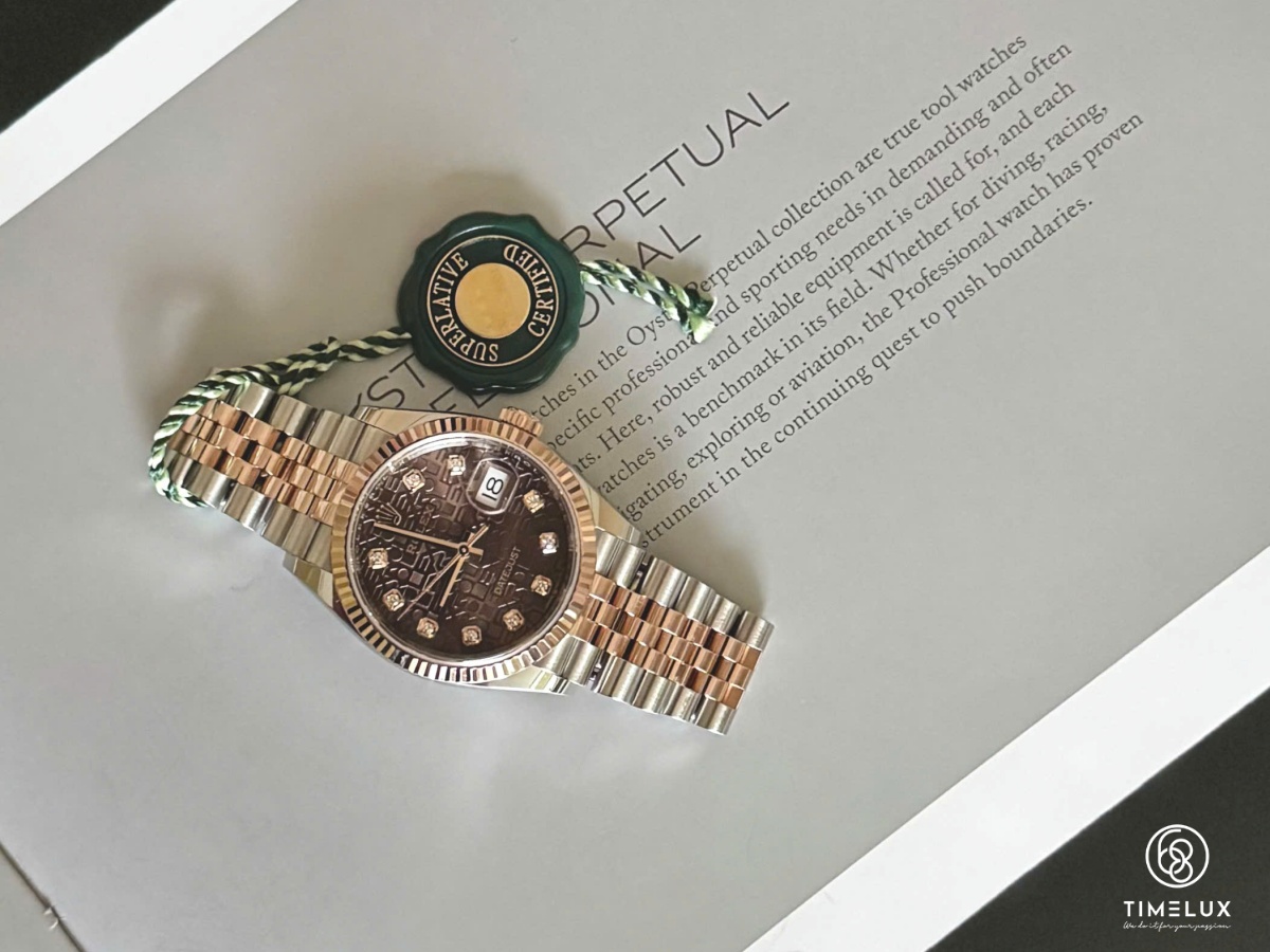 Rolex 126231 vi tính nâu Rose Gold/Steel